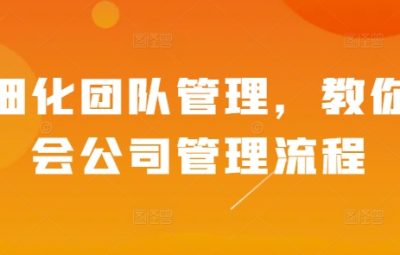 公司管理流程，教你学会精细化团队管理