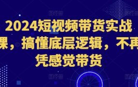 2024年最新短视频带货实战课，搞懂底层逻辑，不再凭感觉带货