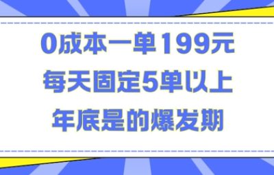 靠信息差0成本，一单赚199元，日入十几张，每年年底是的爆发期，纯绿色项目【揭秘】