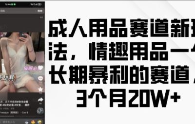 成人用品赛道新玩法，情趣用品一个长期暴利的赛道，3个月收益20个【揭秘】
