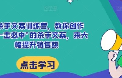 AI杀手文案训练营，教你创作出“一击必中”的杀手文案，来大幅提升销售额