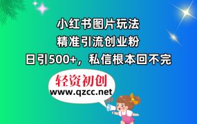 小红书图片玩法，精准引流创业粉，日引500+，私信根本回不完