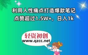 利用人性痛点打造爆款笔记，点赞超过1.5W+，日入1k