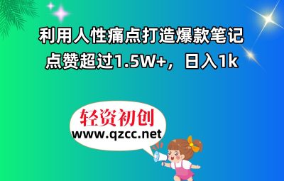 利用人性痛点打造爆款笔记，点赞超过1.5W+，日入1k