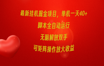 2024最新挂机掘金项目，单机一天40+，脚本全自动运行，可矩阵操作