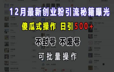 2025最新引流创业粉教程，傻瓜式操作，日引500+，不封号，不废号，可批量操作