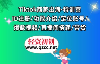 Tiktok商家出海·特训营：ID注册/功能介绍/定位账号/爆款视频/直播间搭建/带货.