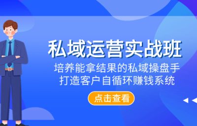 私域运营，培养私域操盘手，做落地的项目，打造客户自循环赚钱系统