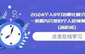 2024个人IP打造孵化模式流程课，一套最为完整的个人短视频落地课程(高阶班)