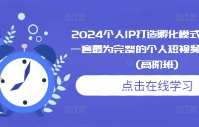 2024个人IP打造孵化模式流程课，一套最为完整的个人短视频落地课程(高阶班)