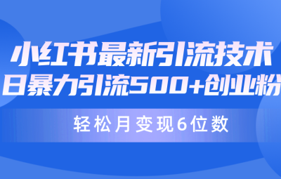 日引500+创业粉，月变现六位数，24年最新小红书暴力引流兼职粉教程