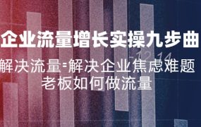 企业流量增长实战九步曲，解决流量=解决企业焦虑难题，老板如何做流量
