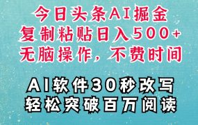 AI头条掘金项目，复制粘贴稳定变现，AI一键写文，空闲时间轻松变现5张