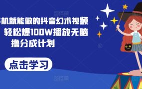 一部手机就能做的抖音幻术视频项目，轻松爆100W播放无脑撸分成计划