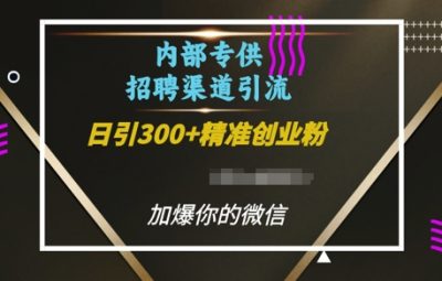 内部招聘渠道日引流300+创业粉，加爆你的微信【揭秘】