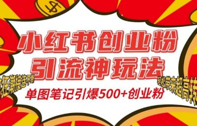 小红书创业粉引流教程，单图笔记引爆500+精准创业粉丝