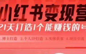 小红书博主课，21天从0到1打造1个能赚钱的红薯号，适用于新手小白