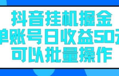 抖音挂机项目，每天单个账号可以撸50元，多账号操作收益可观
