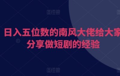 大佬南风给大家分享做短剧推广的经验